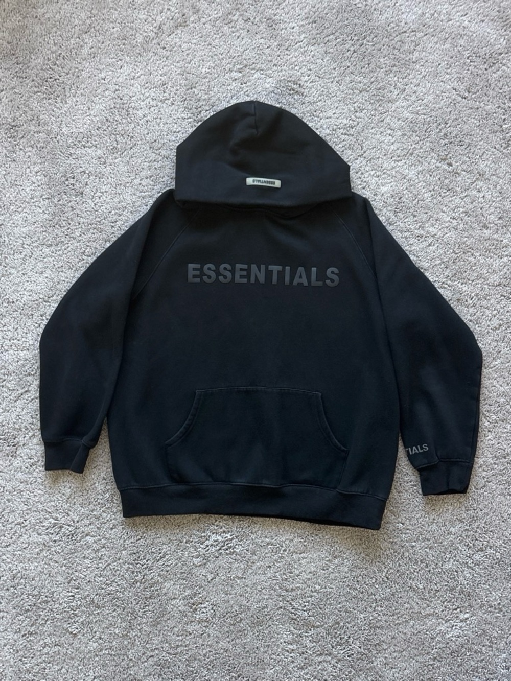 Essentials Black Men's Logo Pullover Hoodie